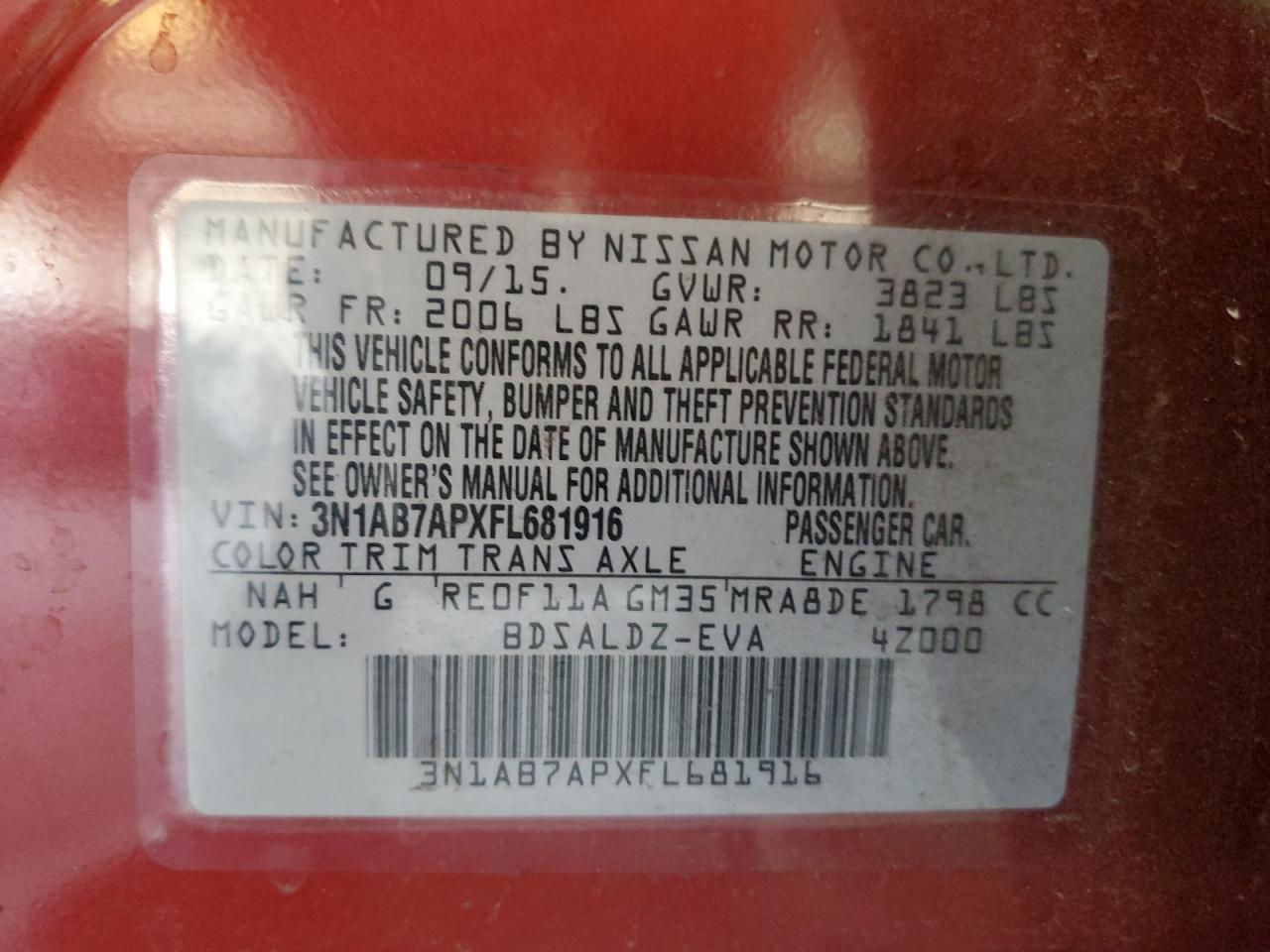 2015 Nissan Sentra S VIN: 3N1AB7APXFL681916 Lot: 70561395