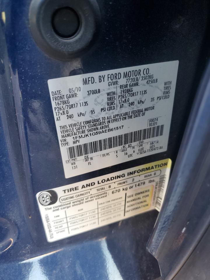 2010 Ford Expedition El Xlt VIN: 1FMJK1G59AEB61517 Lot: 67800365