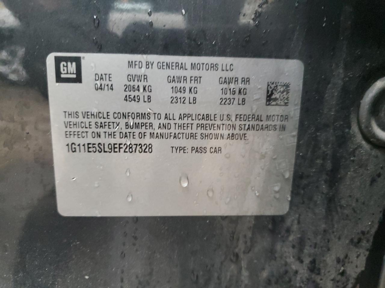 2014 Chevrolet Malibu 2Lt VIN: 1G11E5SL9EF287328 Lot: 70288565