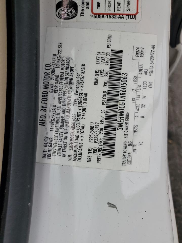 2010 Mercury Milan Premier VIN: 3MEHM0CG1AR605063 Lot: 70891265