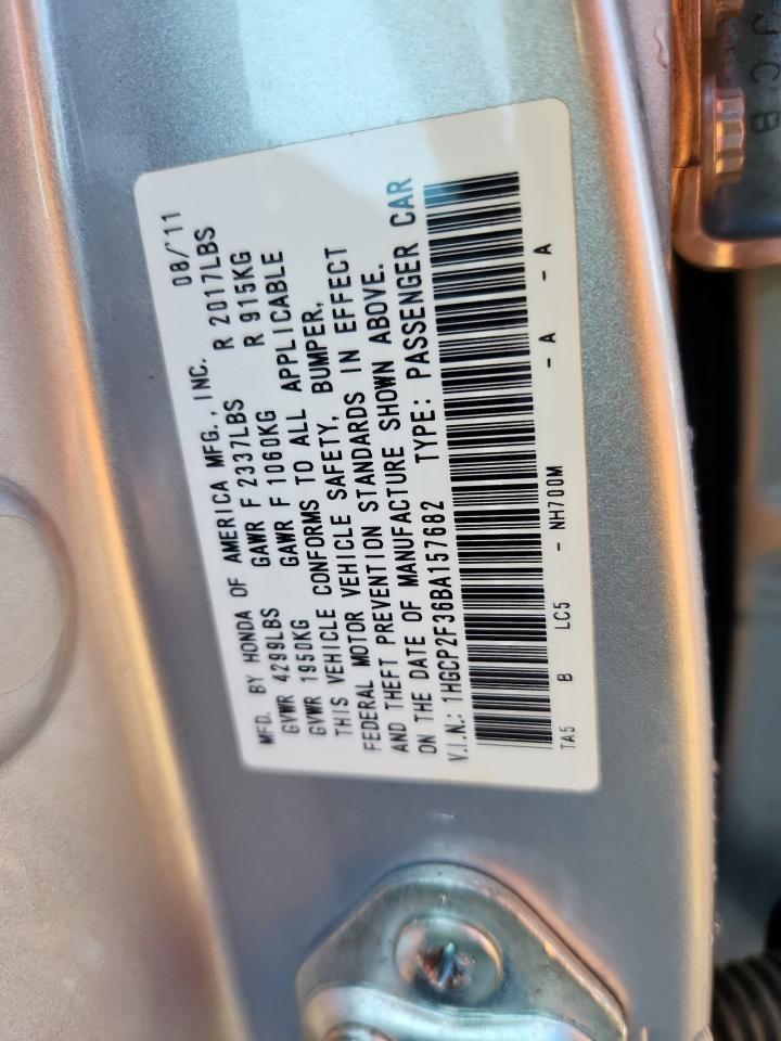 2011 Honda Accord Lx VIN: 1HGCP2F36BA157682 Lot: 70192355