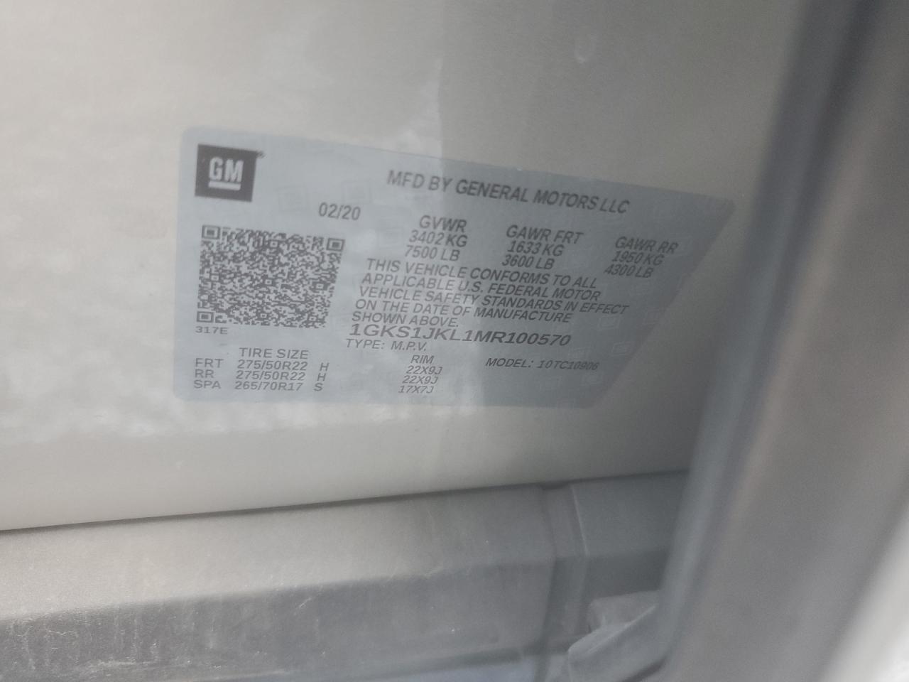 2021 GMC Yukon Xl Denali VIN: 1GKS1JKL1MR100570 Lot: 69319505