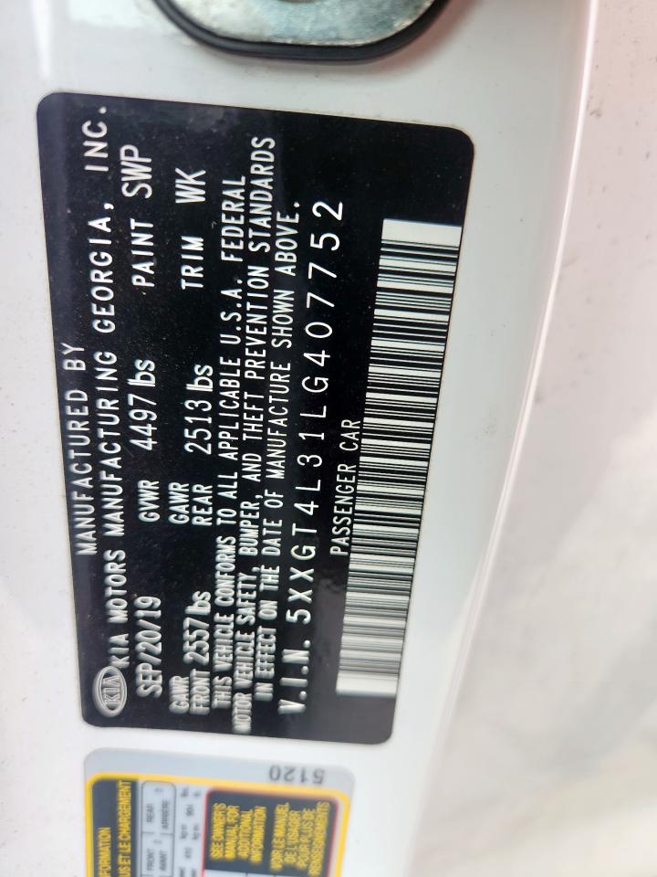 2020 Kia Optima Lx VIN: 5XXGT4L31LG407752 Lot: 70601495