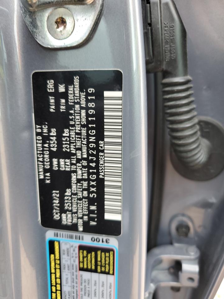 2022 Kia K5 Lxs VIN: 5XXG14J29NG119819 Lot: 69920275