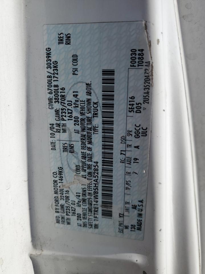 2005 Ford Econoline E150 Van VIN: 1FTRE14W85HA52854 Lot: 67814595