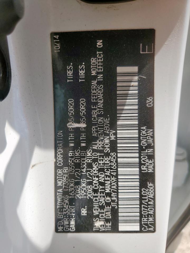 2015 Lexus Lx 570 VIN: JTJHY7AX9F4168458 Lot: 68594675