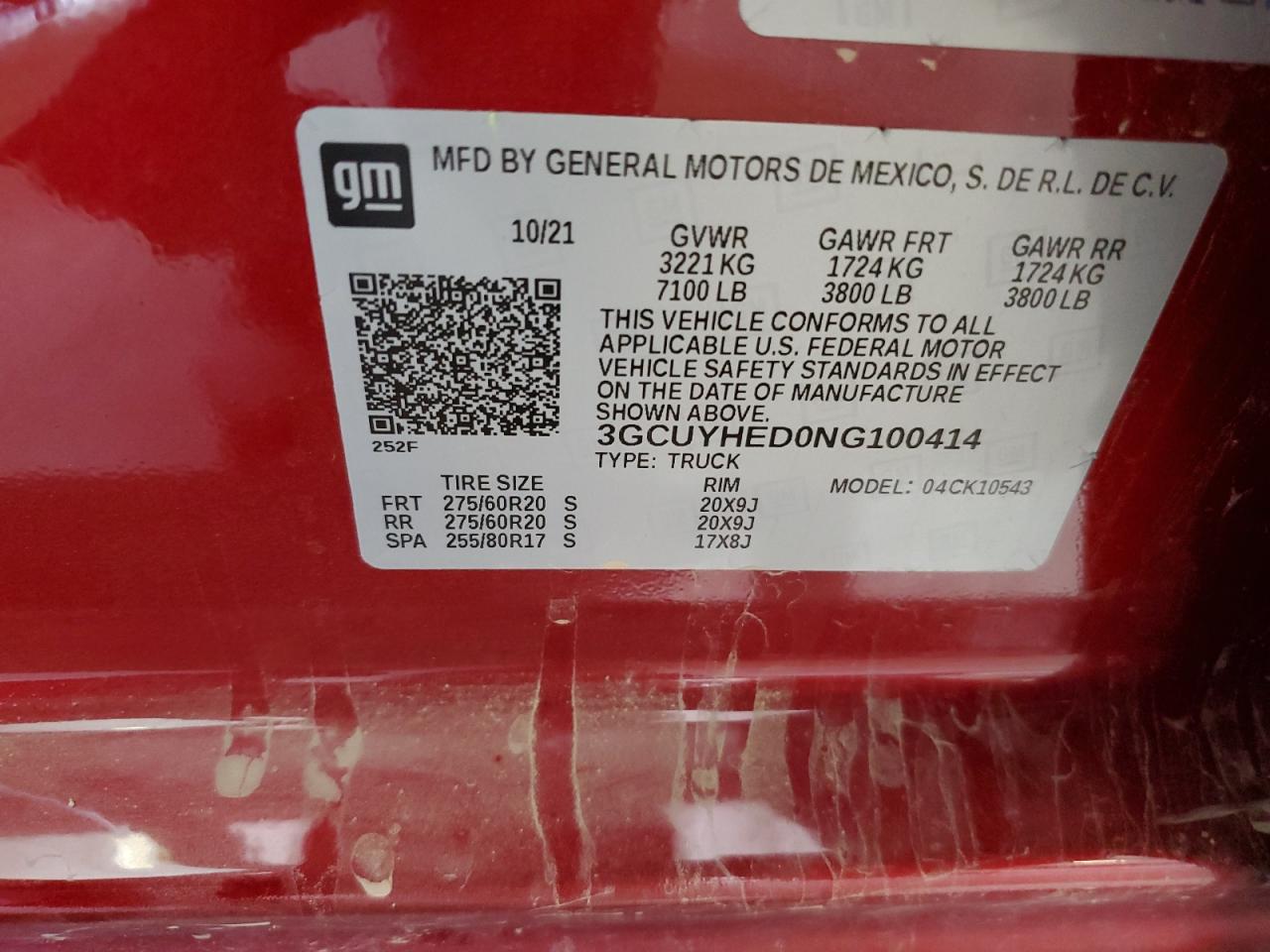 2022 Chevrolet Silverado Ltd K1500 High Country VIN: 3GCUYHED0NG100414 Lot: 70989165