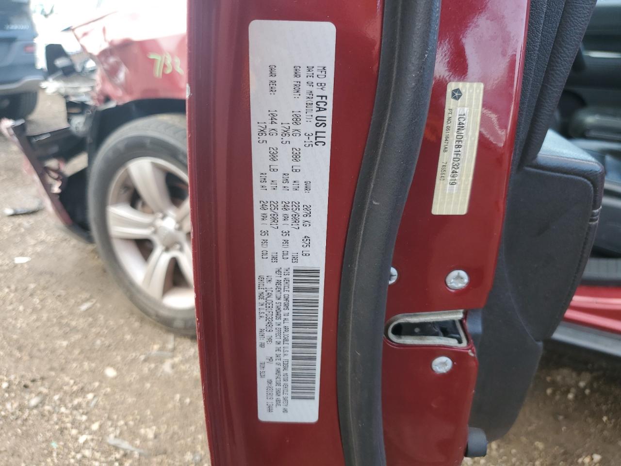 2015 Jeep Compass Latitude VIN: 1C4NJDEB1FD324919 Lot: 69665765