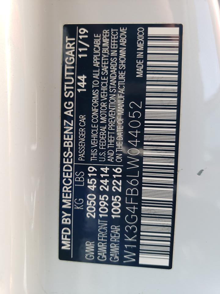 2020 Mercedes-Benz A 220 4Matic VIN: W1K3G4FB6LW044052 Lot: 68281735