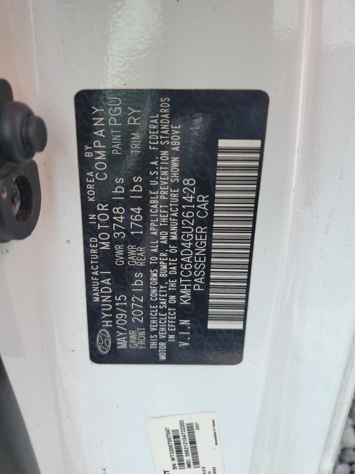 2016 Hyundai Veloster VIN: KMHTC6AD4GU261428 Lot: 70861325