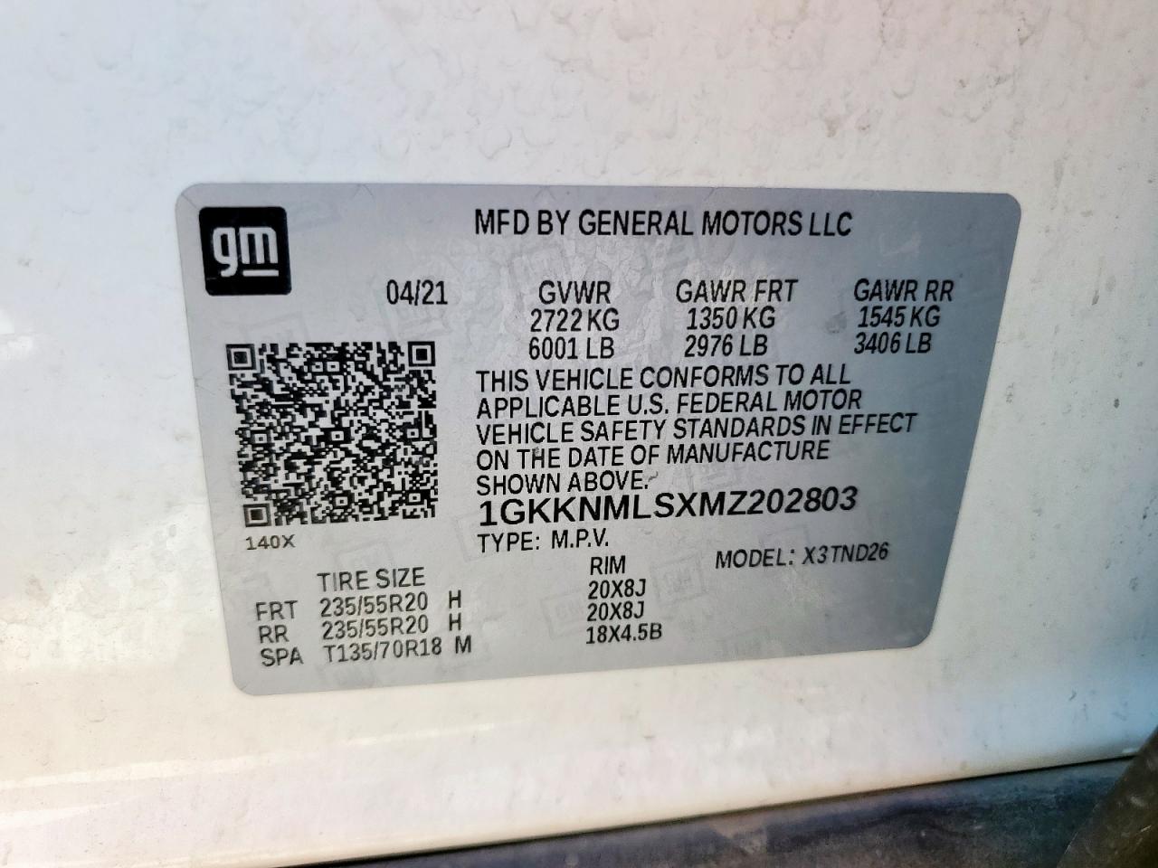 2021 GMC Acadia Slt VIN: 1GKKNMLSXMZ202803 Lot: 69414035