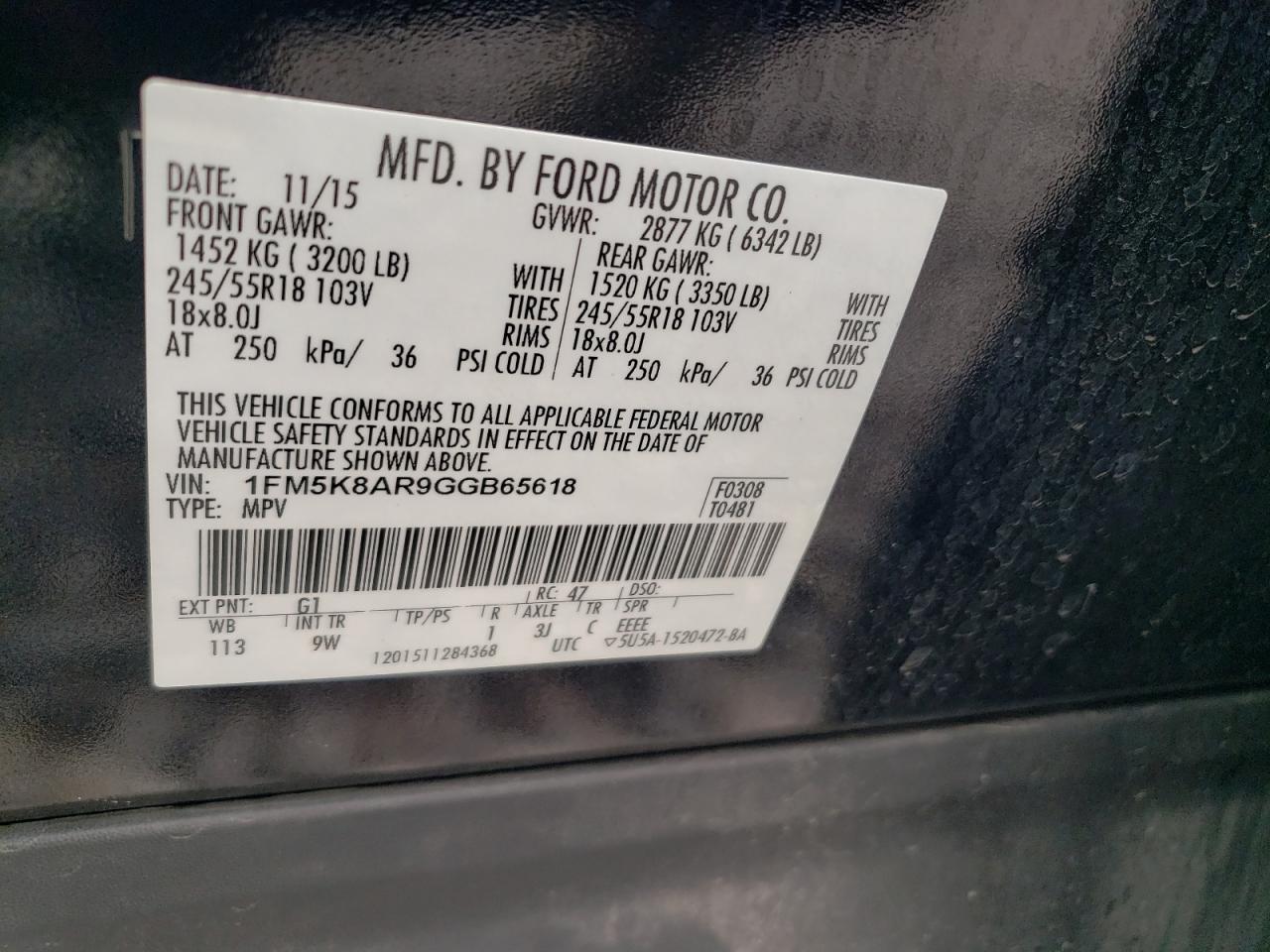 2016 Ford Explorer Police Interceptor VIN: 1FM5K8AR9GGB65618 Lot: 67300905