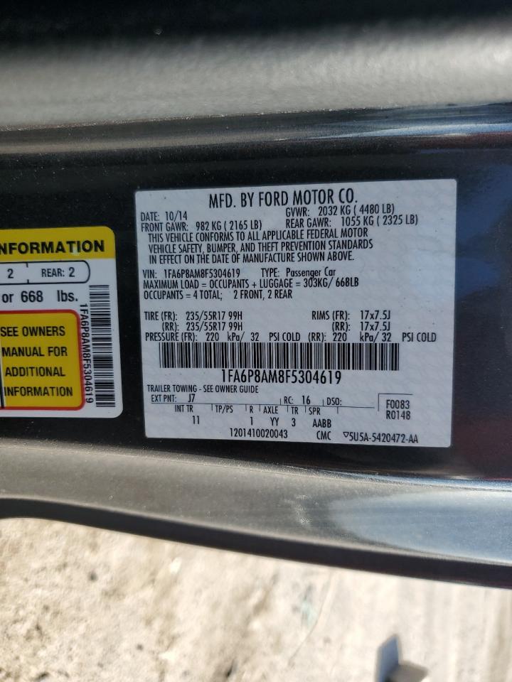 2015 Ford Mustang VIN: 1FA6P8AM8F5304619 Lot: 68827565