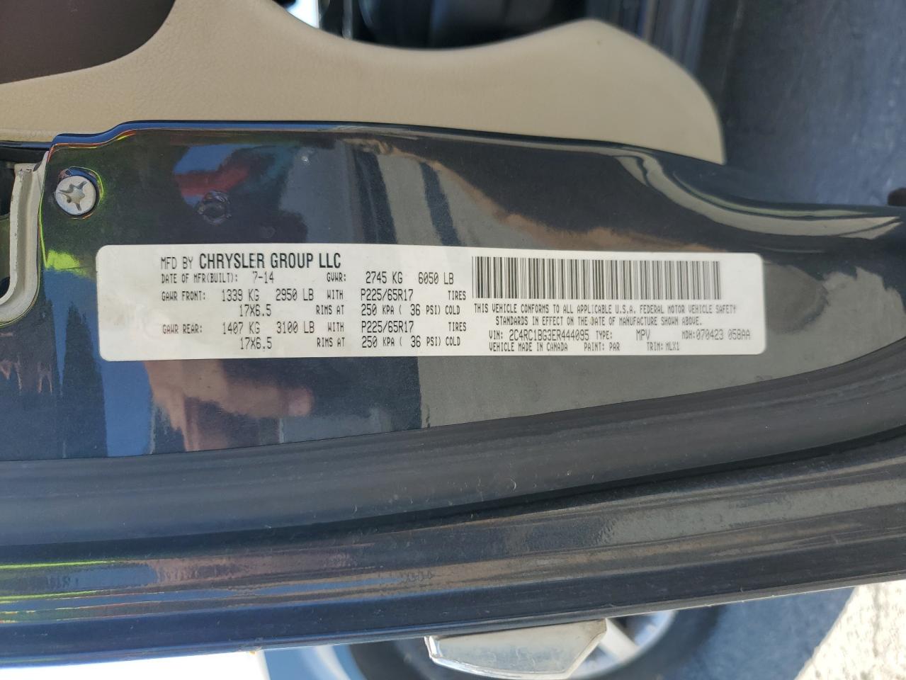 2014 Chrysler Town & Country Touring VIN: 2C4RC1BG3ER444095 Lot: 69623245