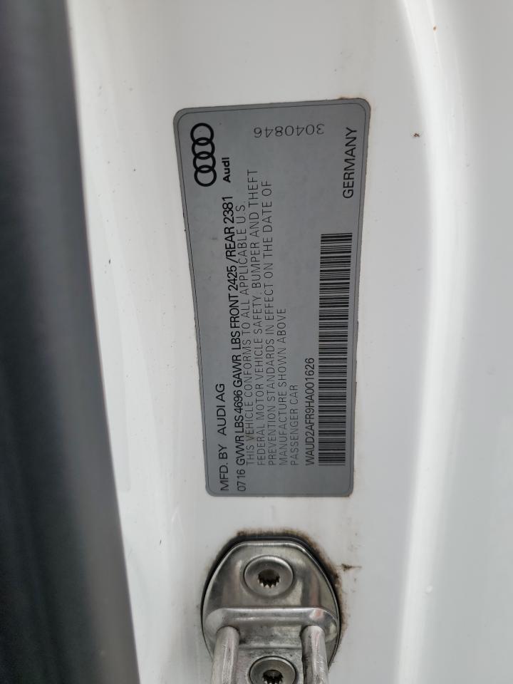 2017 Audi A5 Sport VIN: WAUD2AFR9HA001626 Lot: 67472855