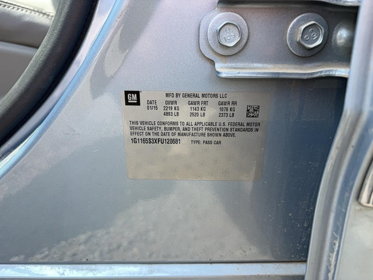 2015 Chevrolet Impala Ltz VIN: 1G1165S3XFU120681 Lot: 66452225