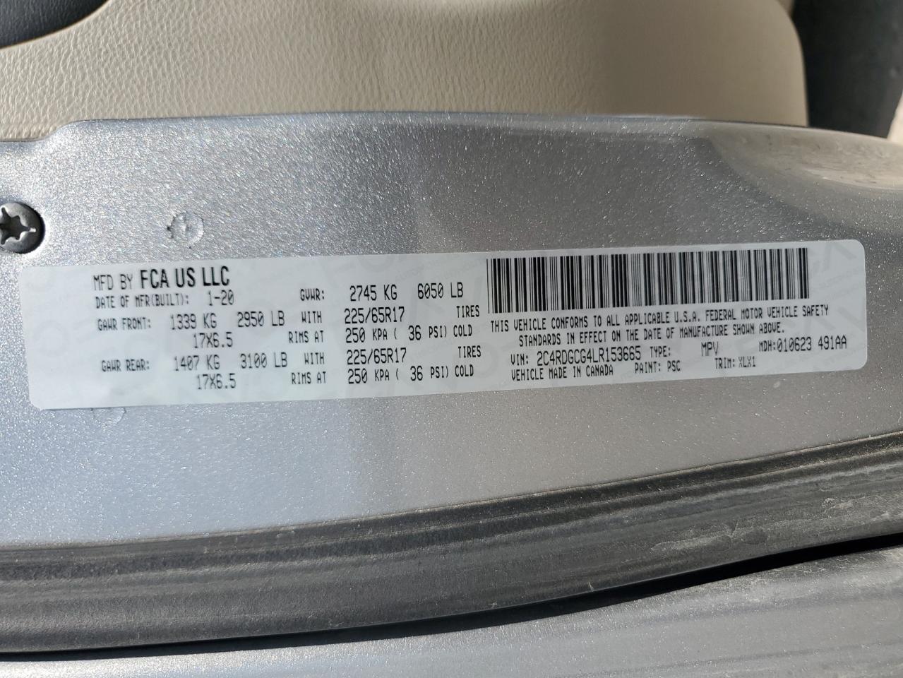 2020 Dodge Grand Caravan Sxt VIN: 2C4RDGCG4LR153665 Lot: 68299585