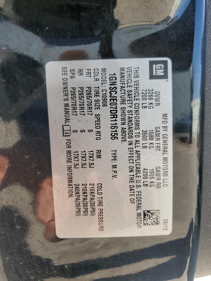 2013 Chevrolet Suburban C1500 Lt VIN: 1GNSCJE07DR116156 Lot: 70386135