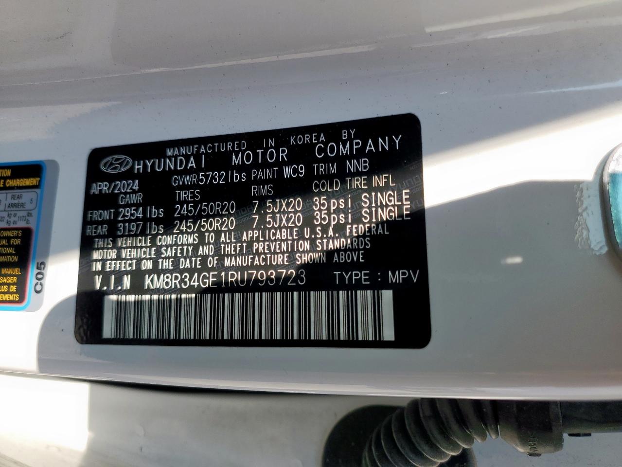 2024 Hyundai Palisade Xrt VIN: KM8R34GE1RU793723 Lot: 69680185