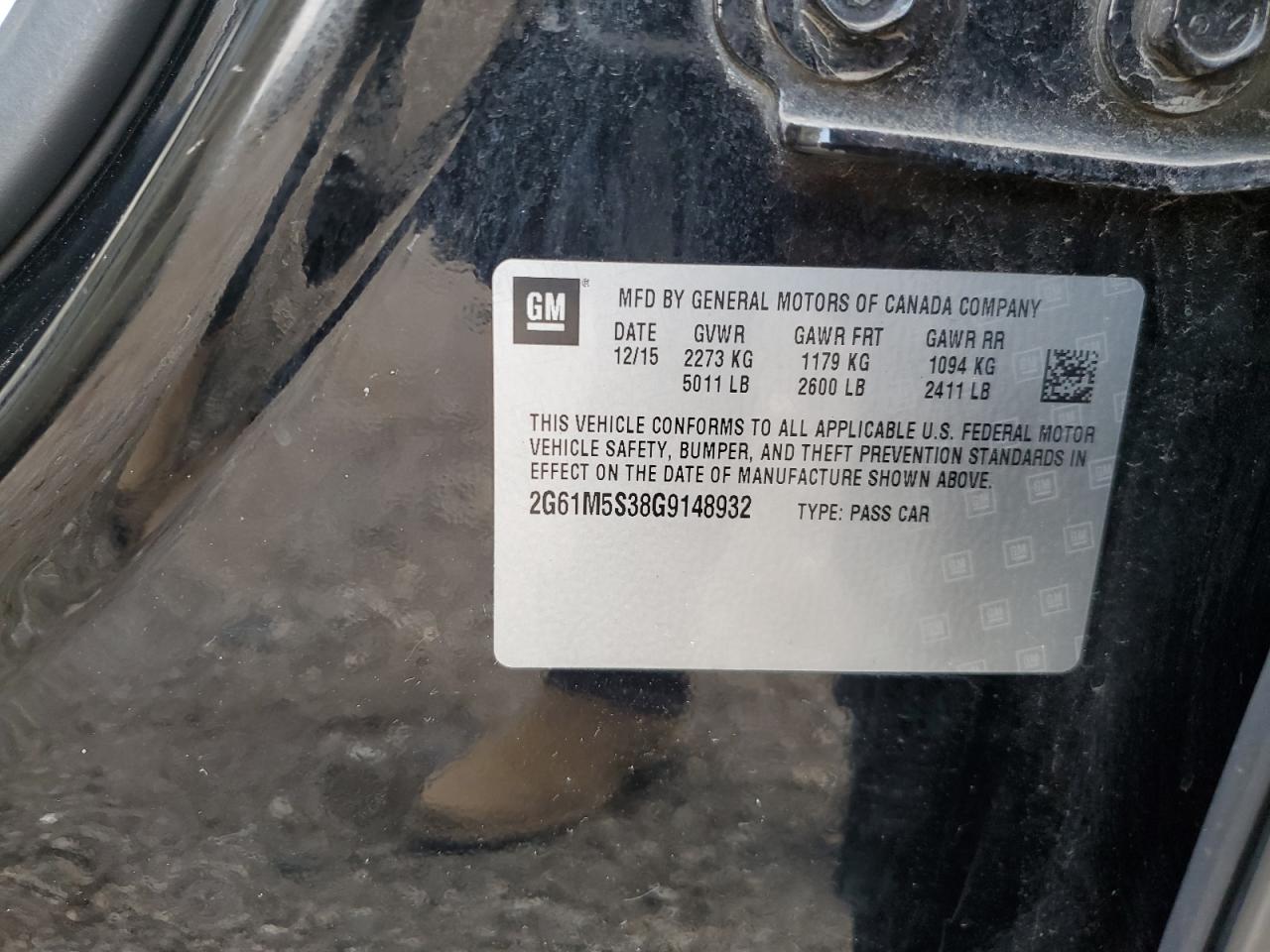 2016 Cadillac Xts Luxury Collection VIN: 2G61M5S38G9148932 Lot: 68521795