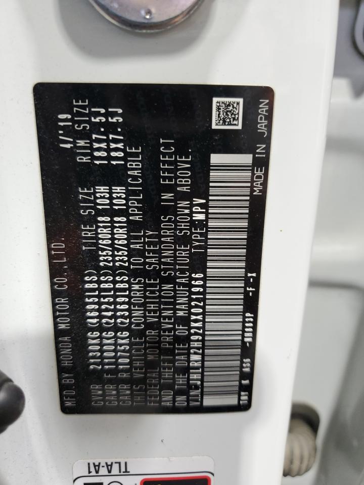 2019 Honda Cr-V Touring VIN: JHLRW2H92KX021966 Lot: 68382565