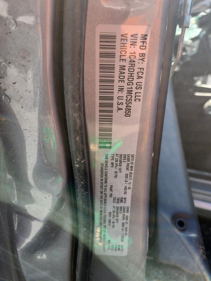 2021 Dodge Durango Gt VIN: 1C4RDHDG1MC554850 Lot: 69433315
