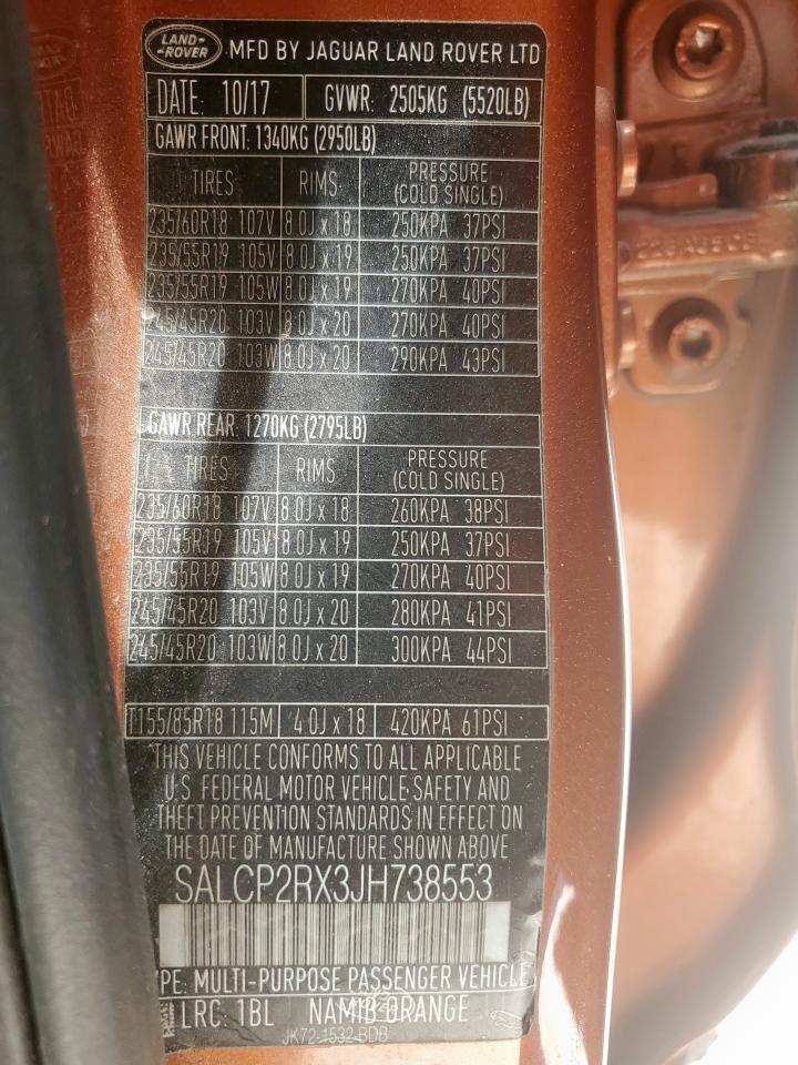 2018 Land Rover Discovery Sport Se VIN: SALCP2RX3JH738553 Lot: 68473945