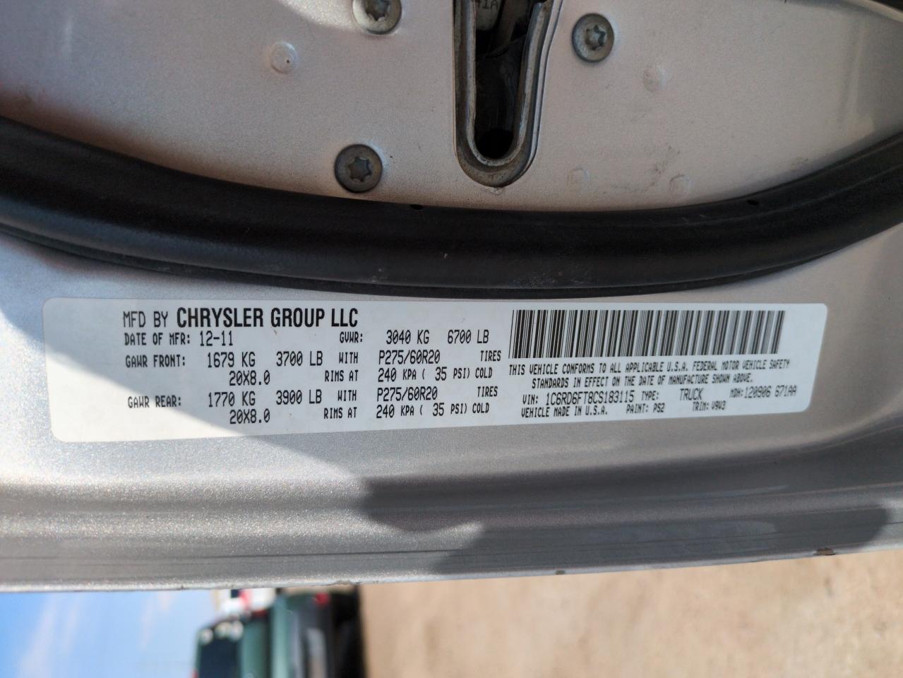 2012 Dodge Ram 1500 St VIN: 1C6RD6FT8CS183115 Lot: 67399685