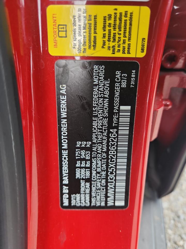 WMWXU3C5XG2B63264 2016 Mini Cooper S