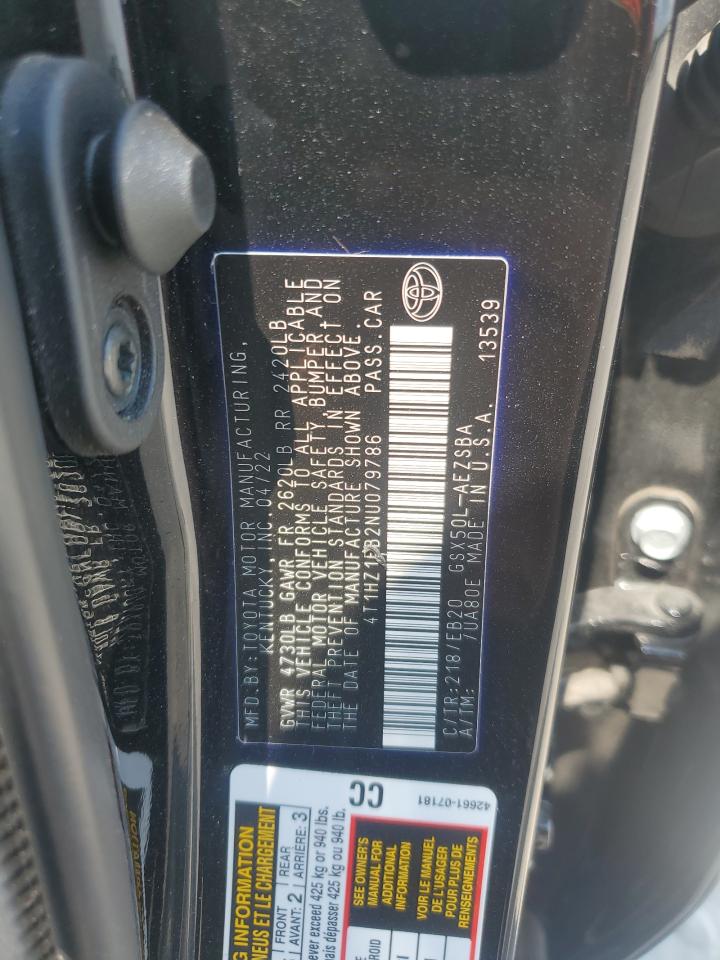 2022 Toyota Avalon Touring VIN: 4T1HZ1FB2NU079786 Lot: 67004915