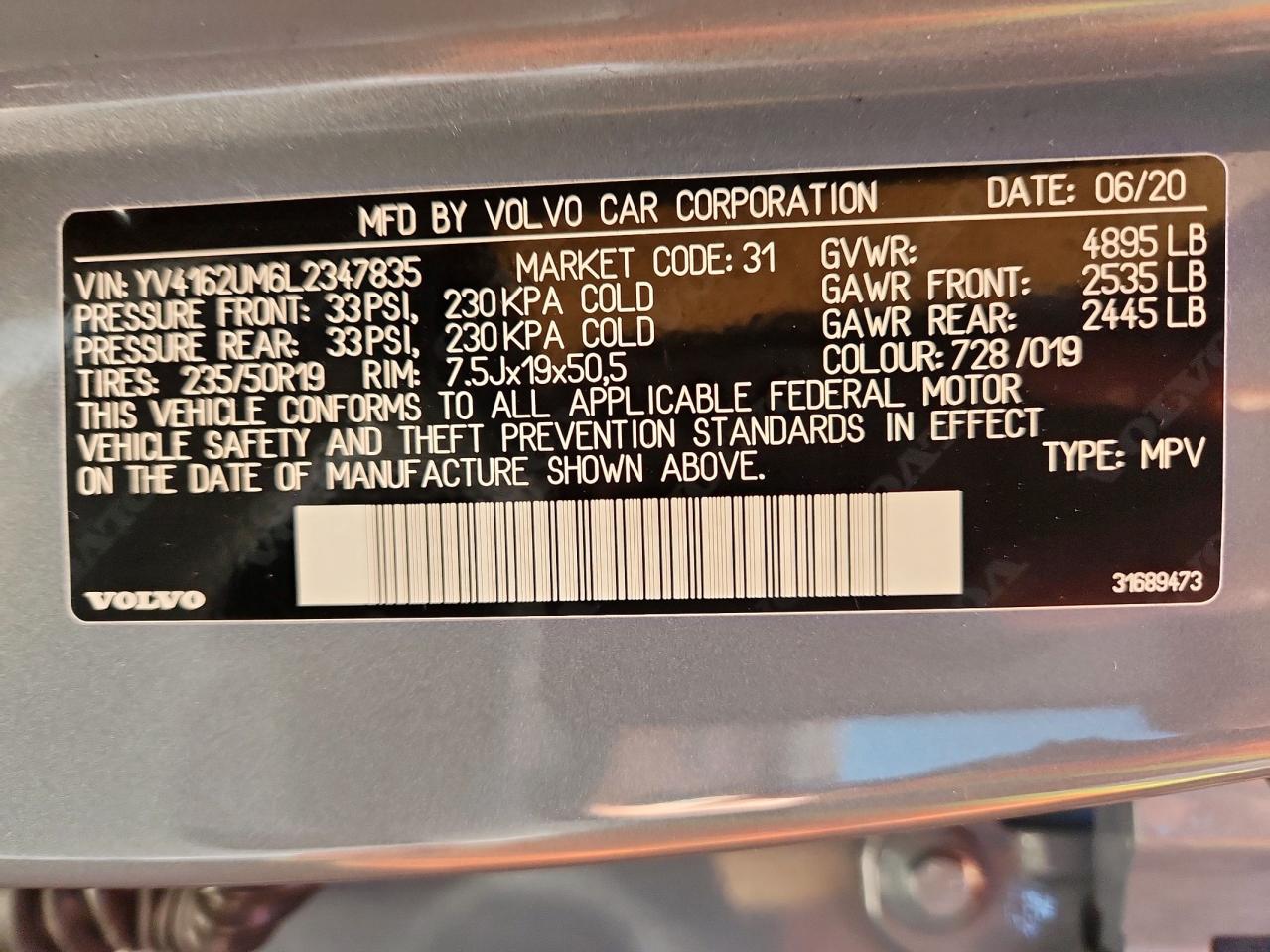 2020 Volvo Xc40 T5 R-Design VIN: YV4162UM6L2347835 Lot: 70773265