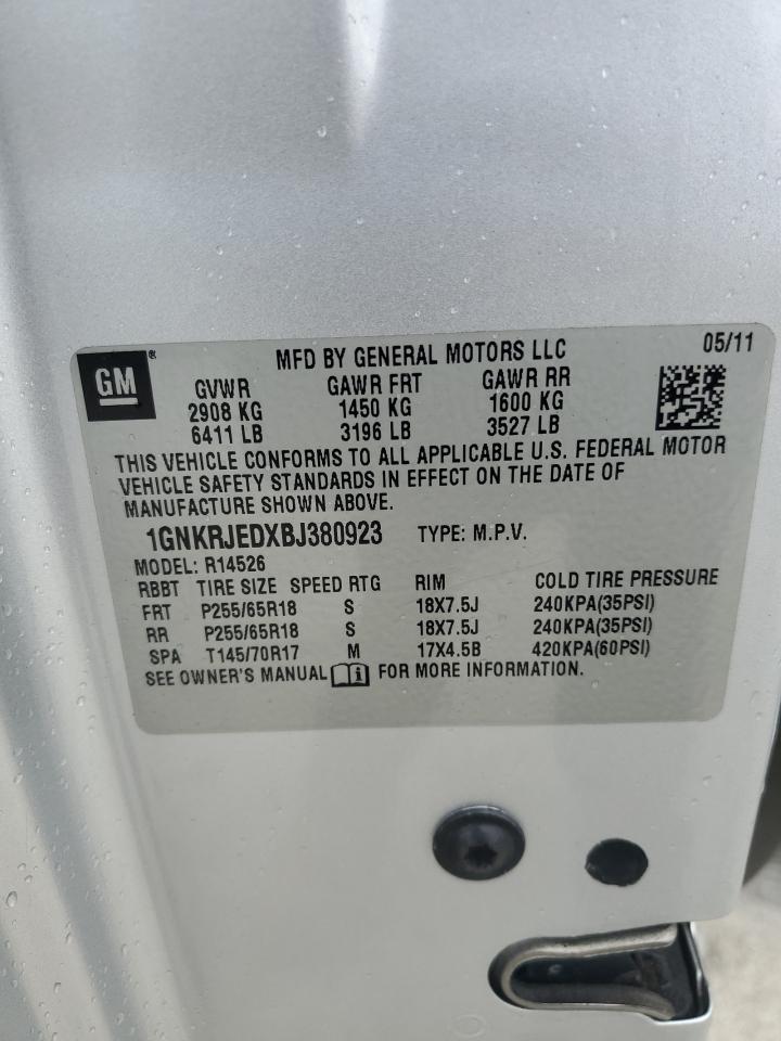 2011 Chevrolet Traverse Lt VIN: 1GNKRJEDXBJ380923 Lot: 68840495