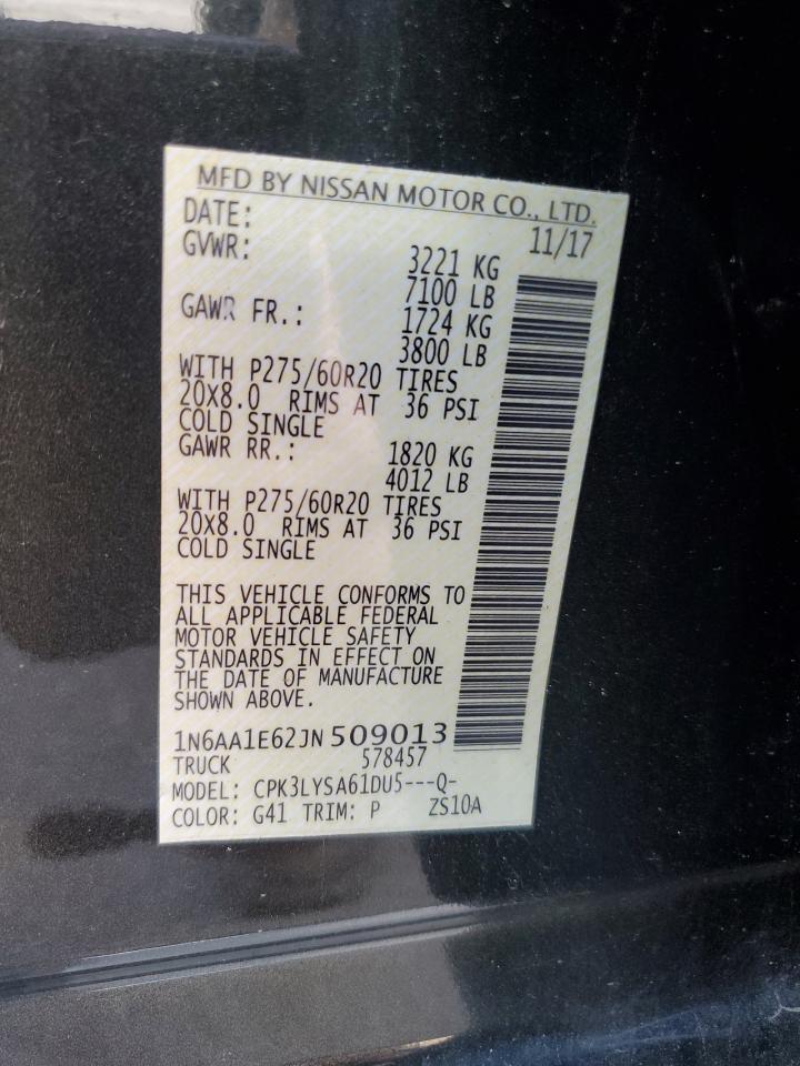 2018 Nissan Titan Sv VIN: 1N6AA1E62JN509013 Lot: 69618985