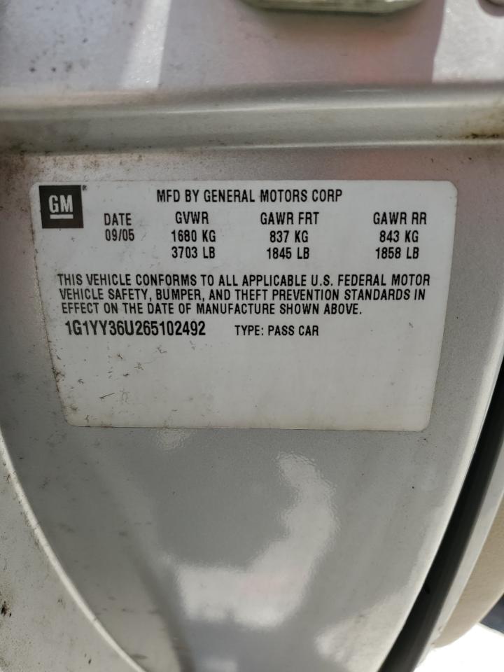 2006 Chevrolet Corvette VIN: 1G1YY36U265102492 Lot: 70276385