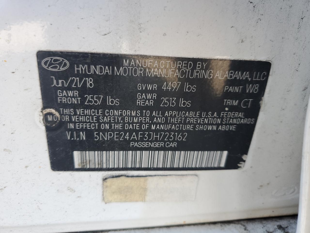 2018 Hyundai Sonata Se VIN: 5NPE24AF3JH723162 Lot: 70248945