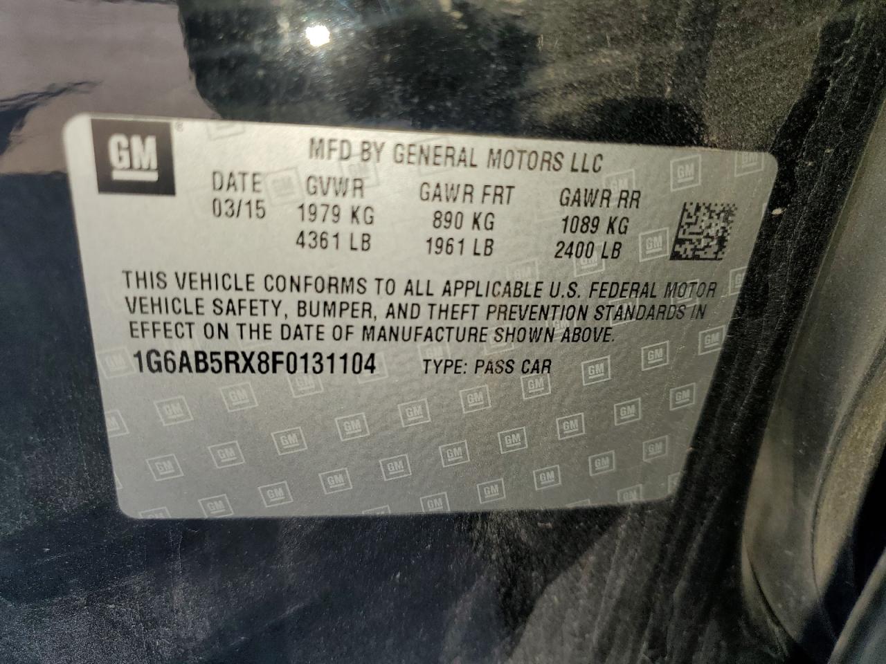 2015 Cadillac Ats Luxury VIN: 1G6AB5RX8F0131104 Lot: 68024575