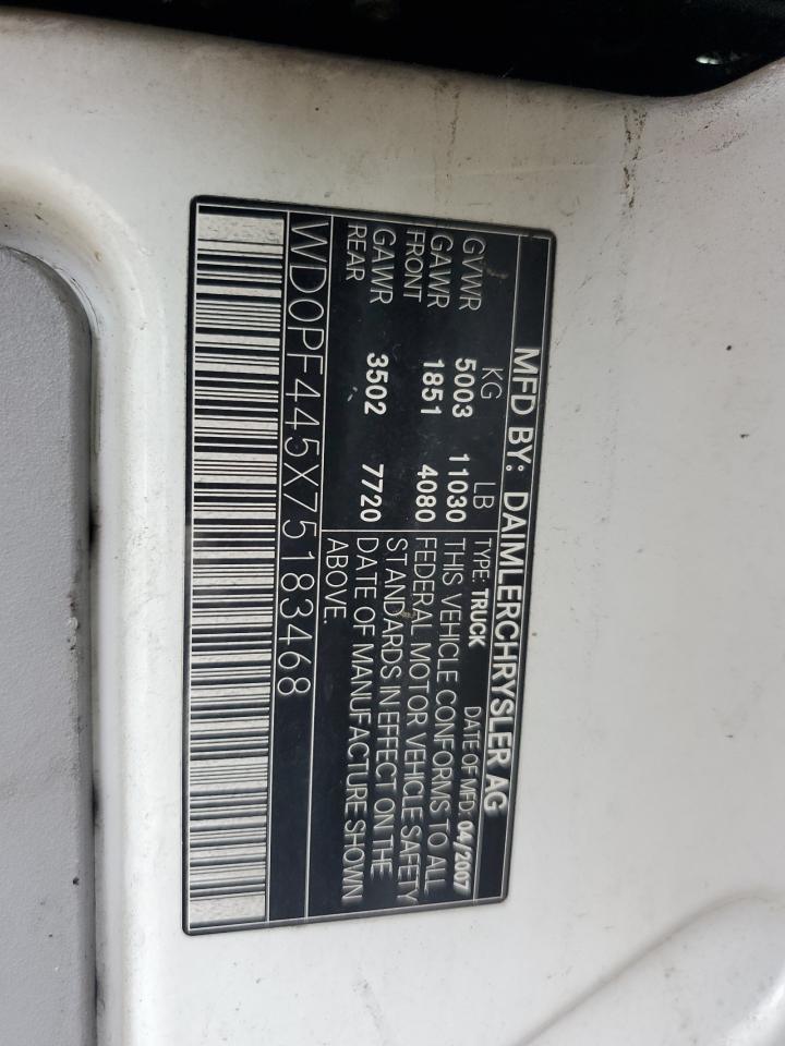 2007 Dodge Sprinter 3500 VIN: WD0PF445X75183468 Lot: 68734815