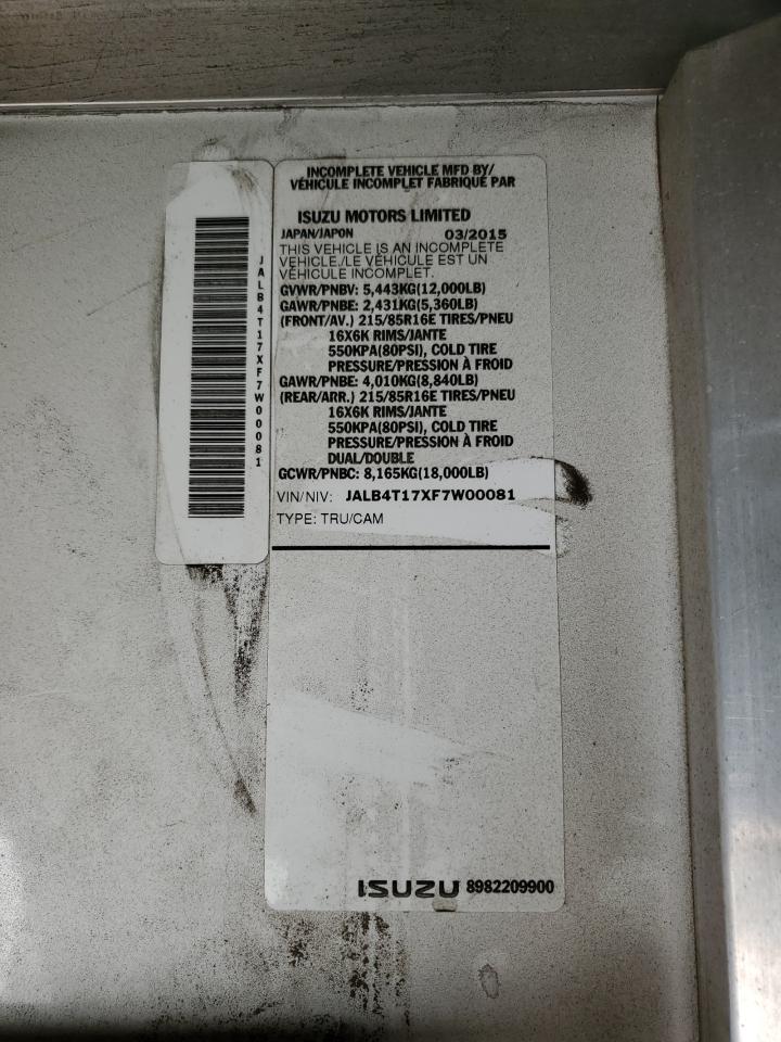 2015 Isuzu Npr VIN: JALB4T17XF7W00081 Lot: 69082865