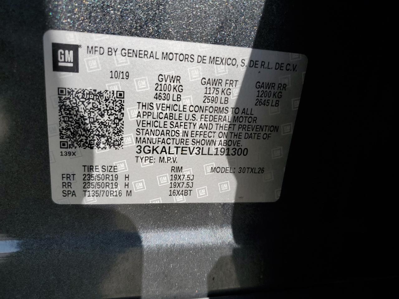 2020 GMC Terrain Sle VIN: 3GKALTEV3LL191300 Lot: 70365285