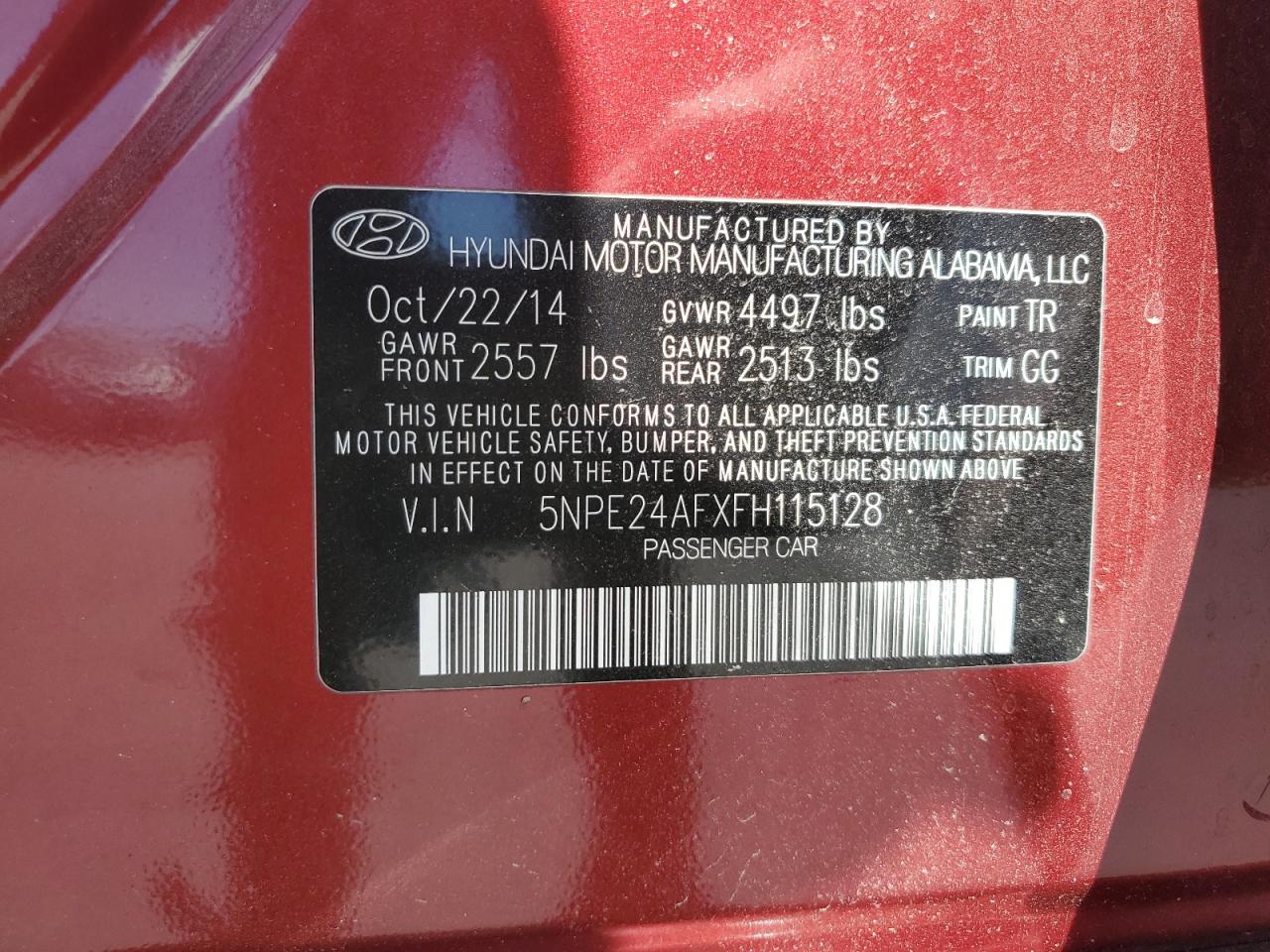 2015 Hyundai Sonata Se VIN: 5NPE24AFXFH115128 Lot: 67628035