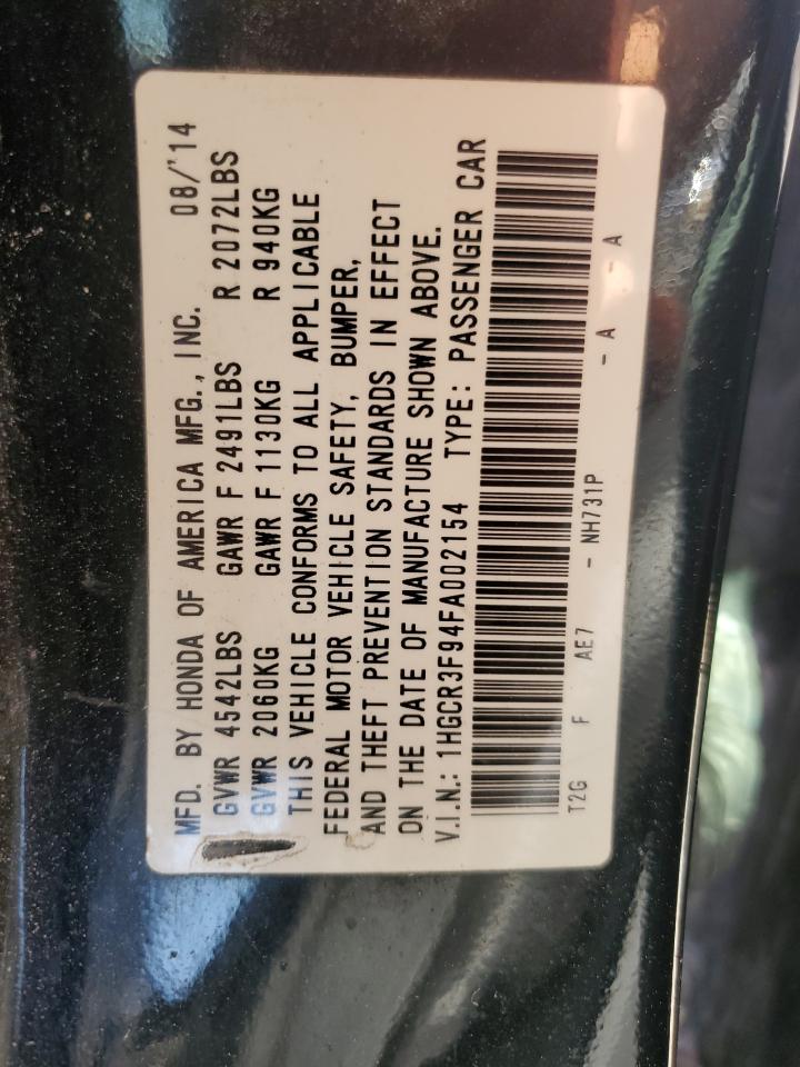 2015 Honda Accord Touring VIN: 1HGCR3F94FA002154 Lot: 67609515