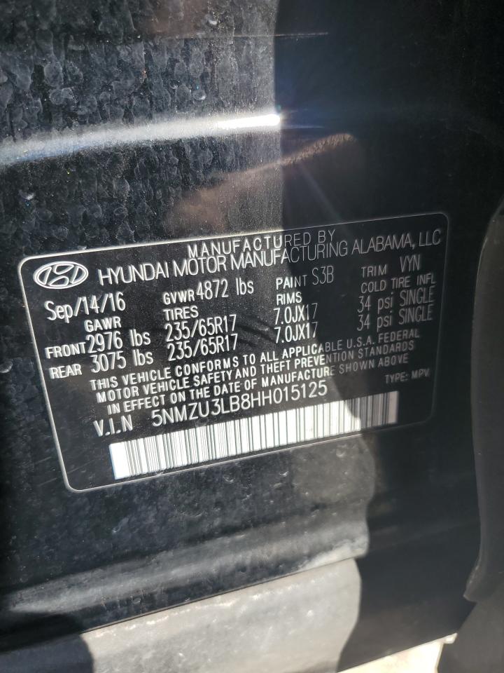 2017 Hyundai Santa Fe Sport VIN: 5NMZU3LB8HH015125 Lot: 70199805