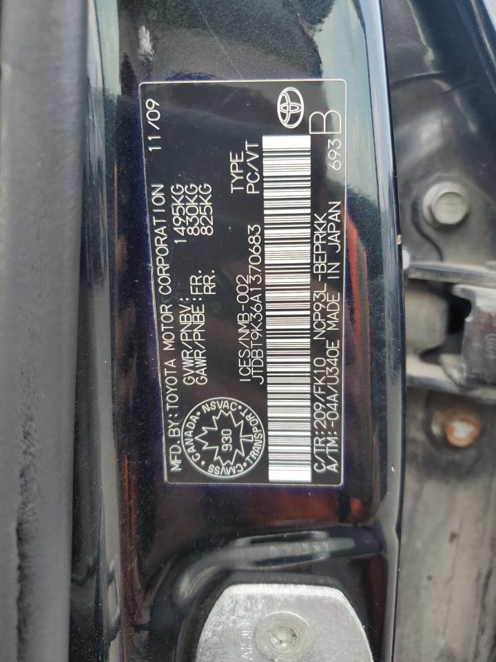 2010 Toyota Yaris VIN: JTDBT9K36A1370683 Lot: 68193555