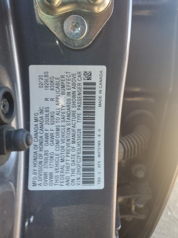 2020 Honda Civic Lx VIN: 2HGFC2F63LH539528 Lot: 68571235