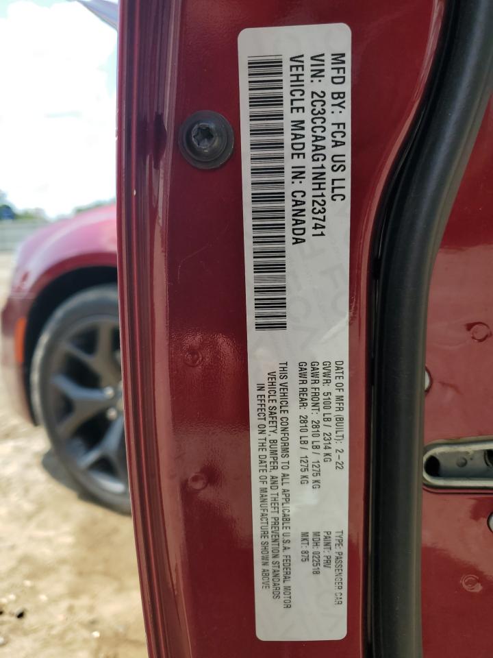 2022 Chrysler 300 Touring VIN: 2C3CCAAG1NH123741 Lot: 68162425