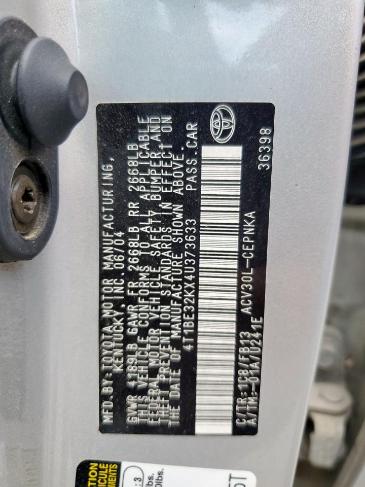 2004 Toyota Camry Le VIN: 4T1BE32KX4U373633 Lot: 70159895