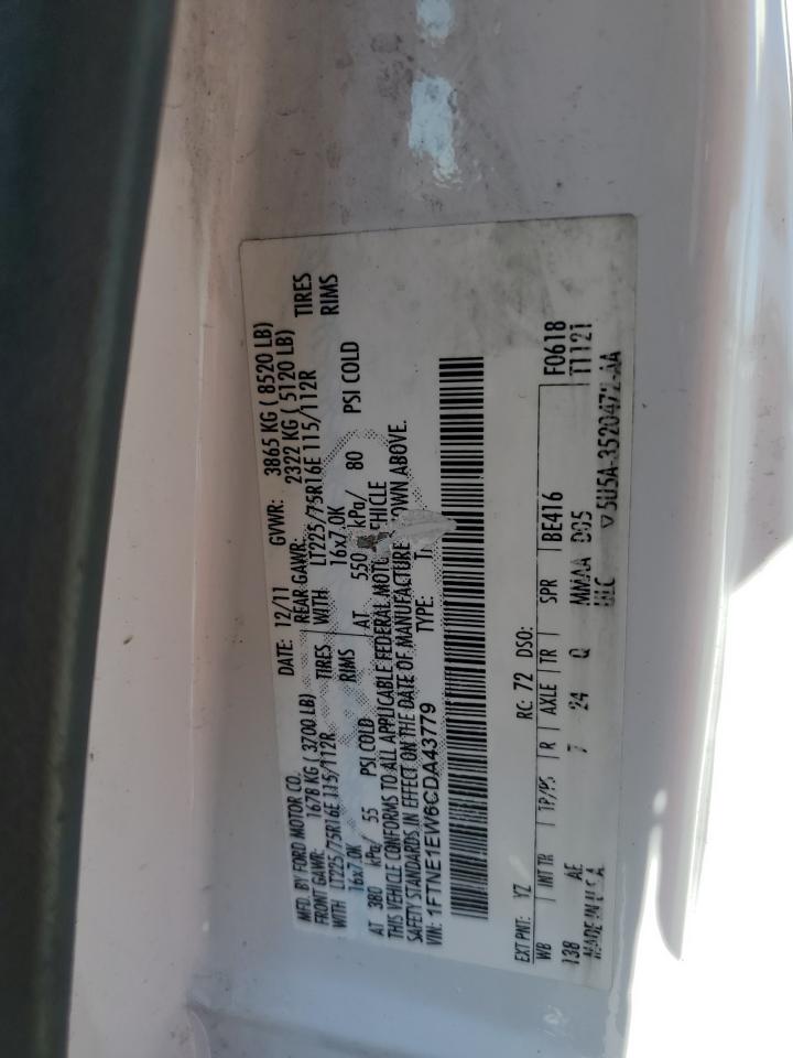 2012 Ford Econoline E150 Van VIN: 1FTNE1EW6CDA43779 Lot: 67649835