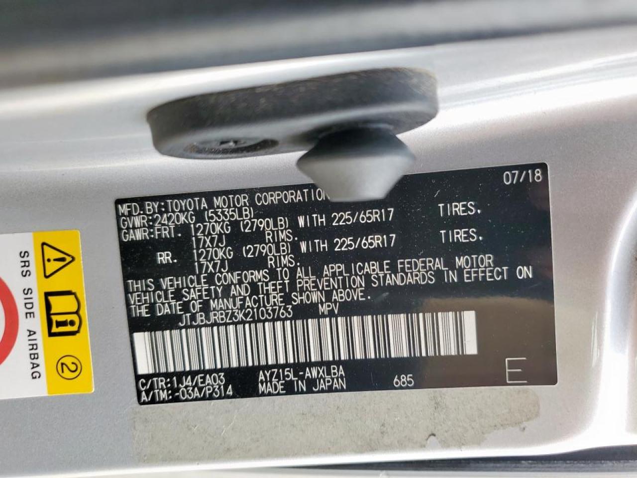 2019 Lexus Nx 300H VIN: JTJBJRBZ3K2103763 Lot: 71083985