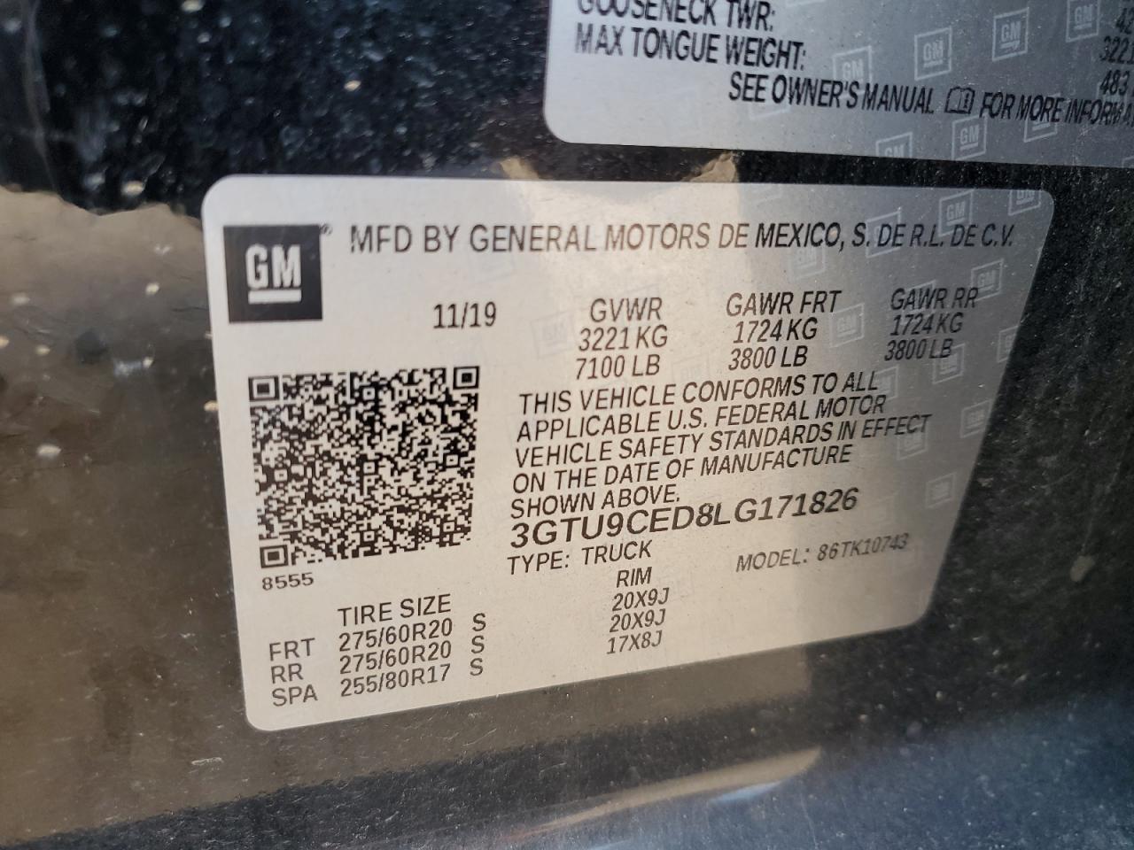 2020 GMC Sierra K1500 Elevation VIN: 3GTU9CED8LG171826 Lot: 70914635