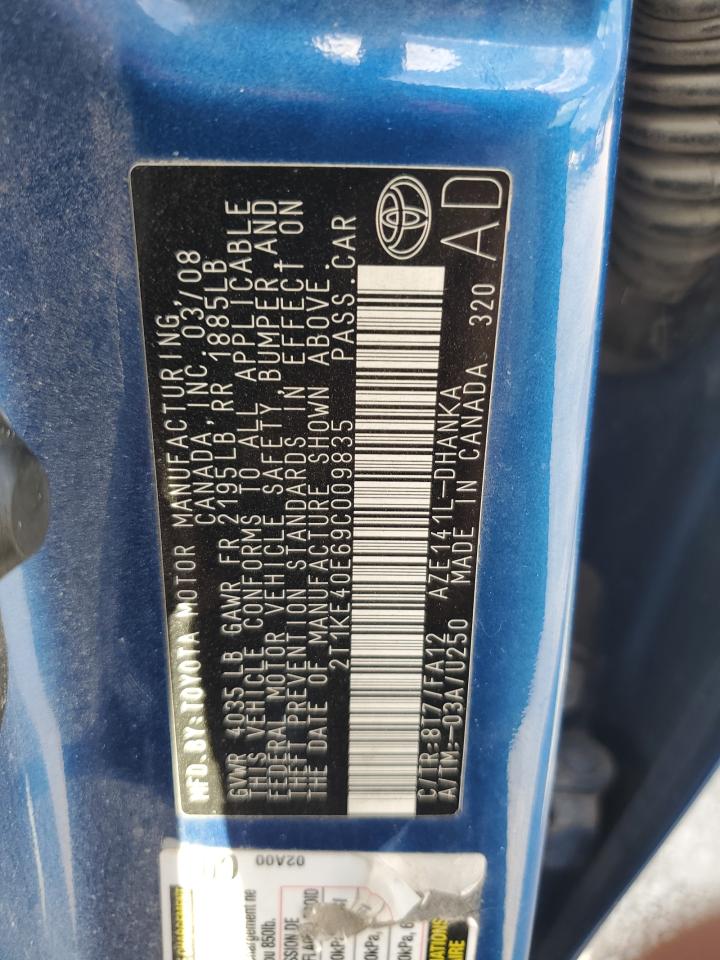 2009 Toyota Corolla Matrix S VIN: 2T1KE40E69C009835 Lot: 69105465